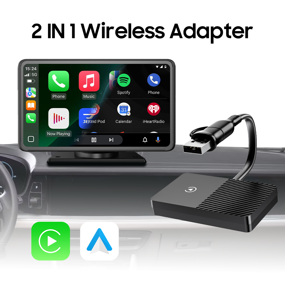 A1  Wireless Car Adapter  2 In 1 Carplay&Android auto